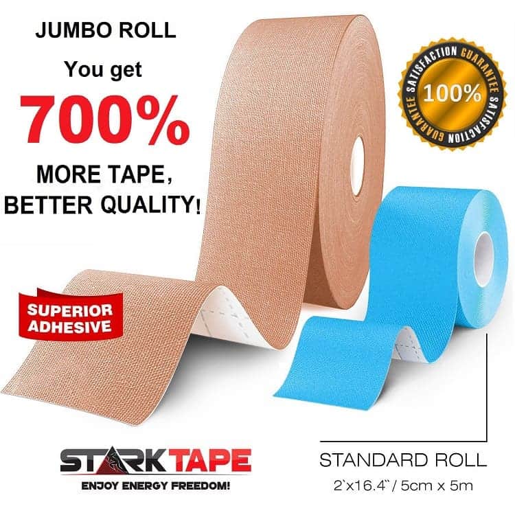 (135 Feet) Bulk Kinesiology Tape Waterproof Roll Sports Therapy Support for Knee, Muscle, Wrist, Shoulder, Back/Original Uncut Premium Therapeutic