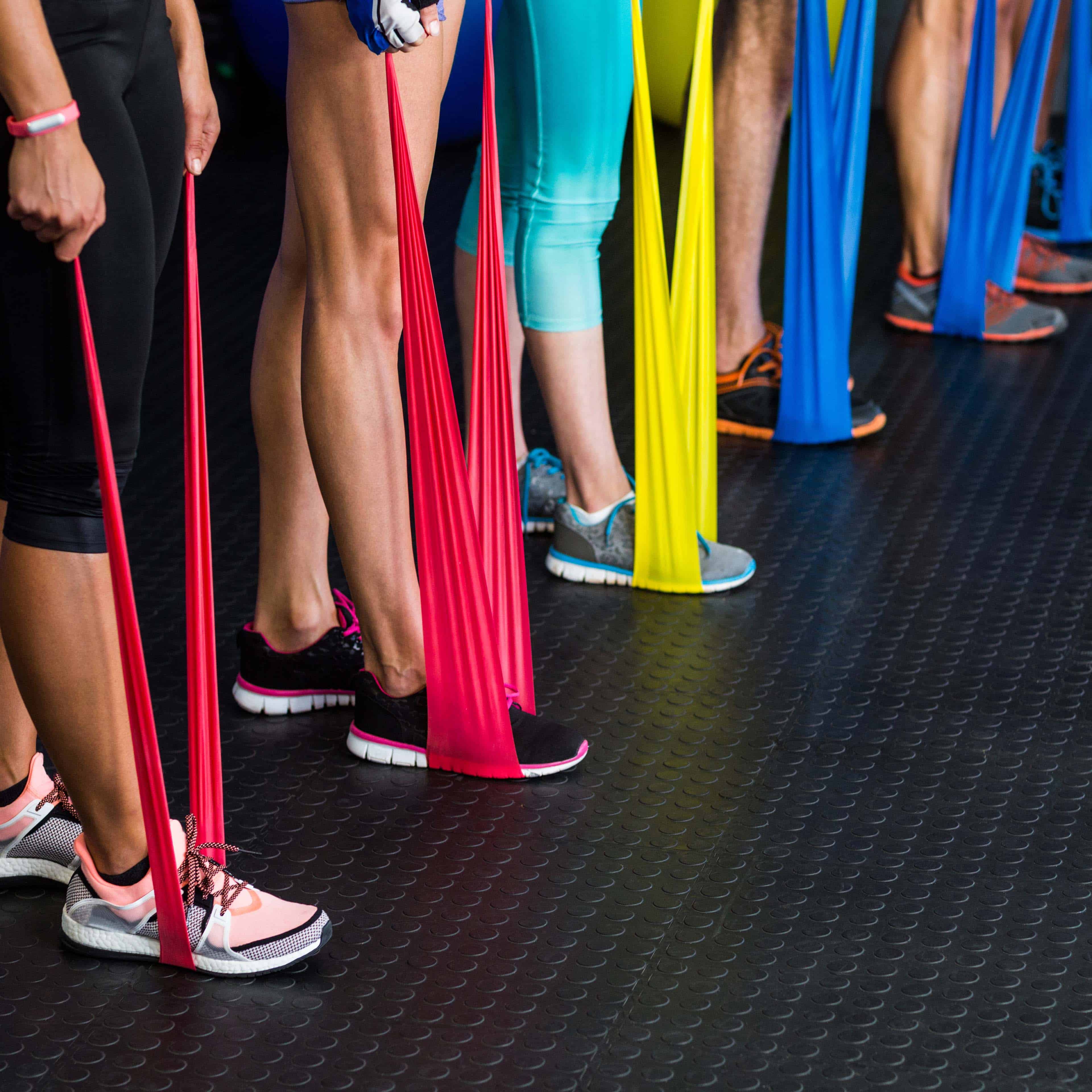 Resistance band workout. Set of 5 Professional Non-Latex exercise