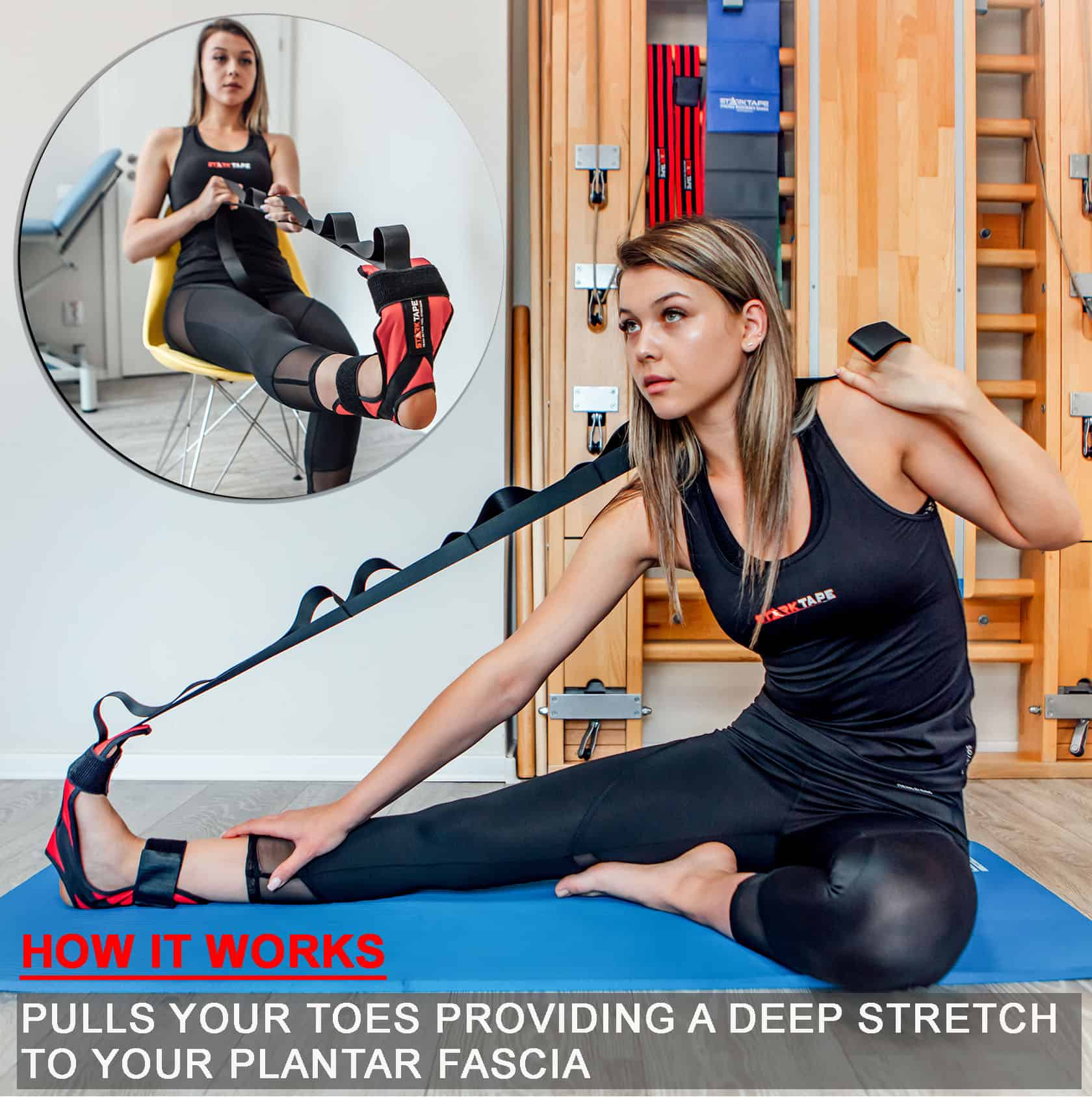 Flex Strap Calf & Foot Stretcher For Plantar Fasciitis,Achilles  Tendonitis,Heel Spurs, Drop Foot, Hamstring Stretcher Strap for Pain  Relief, Yoga Leg