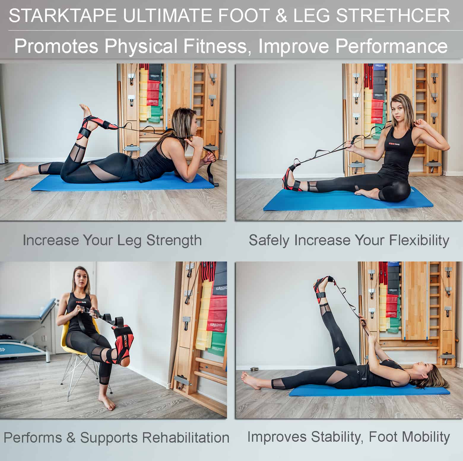 Fitness Yoga Stretching Strap Leg Foot Ligament Stretcher Flexibility  Balance Stretch Strap Belt for Hamstring Plantar